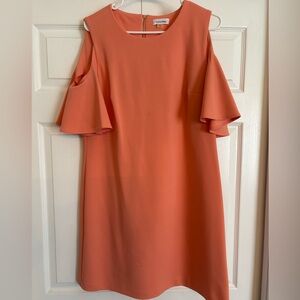 Calvin Klein peach ruffle Sleeve Dress